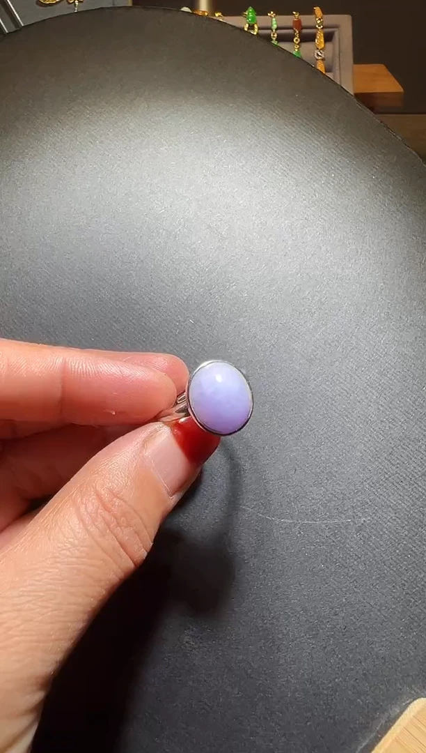 银S925镶嵌戒指翡翠翡翠蛋面戒指