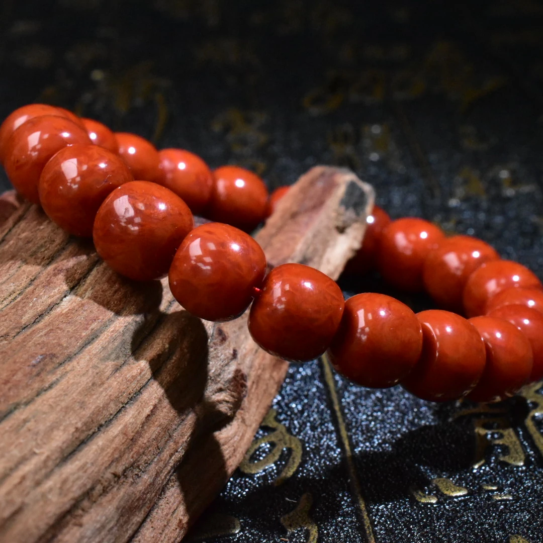 【一九珠宝】收藏卡10mm南红火焰纹老型手串-多样性发一件YJ2116-1
