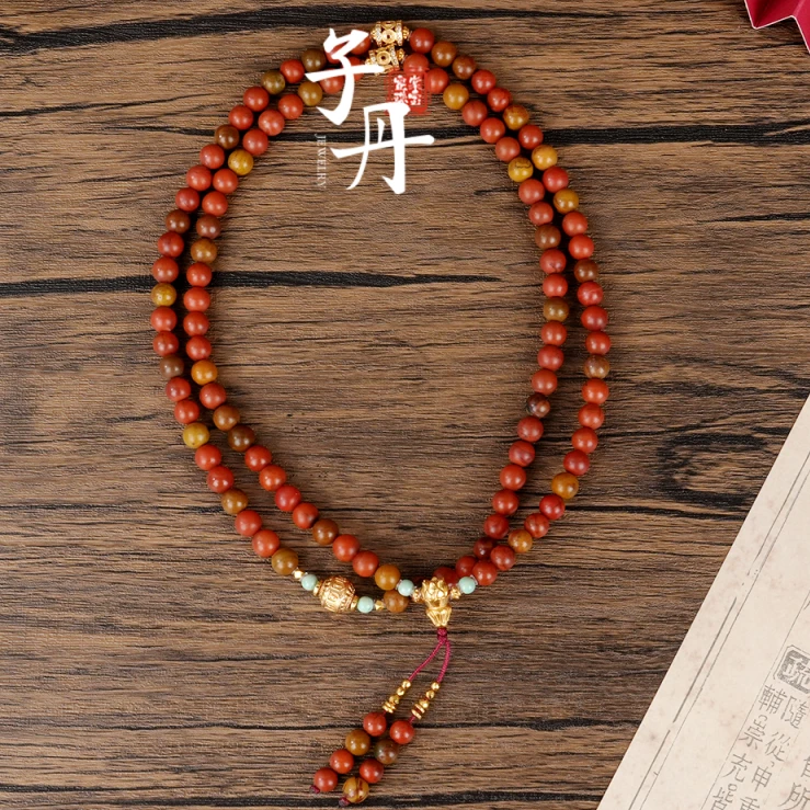 【诗语】包浆南红108项链多样性发一 T4-492