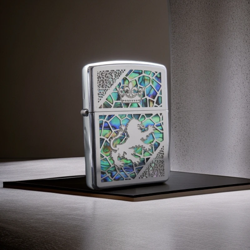 ZIPPO/之宝打火机   皇冠狮子盔甲贝壳掐丝【小飞火机】DYJ1