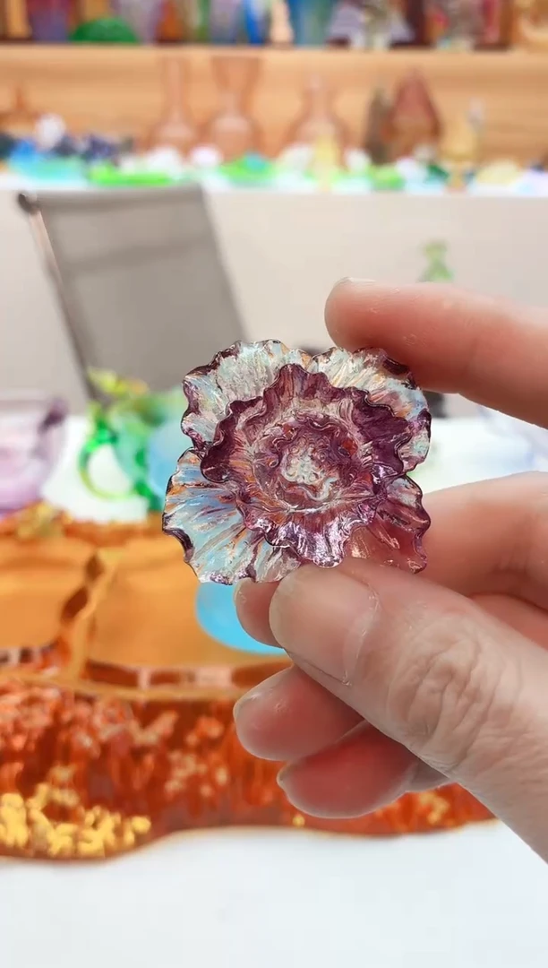 手工艺品琉璃小*子紫色牡丹花