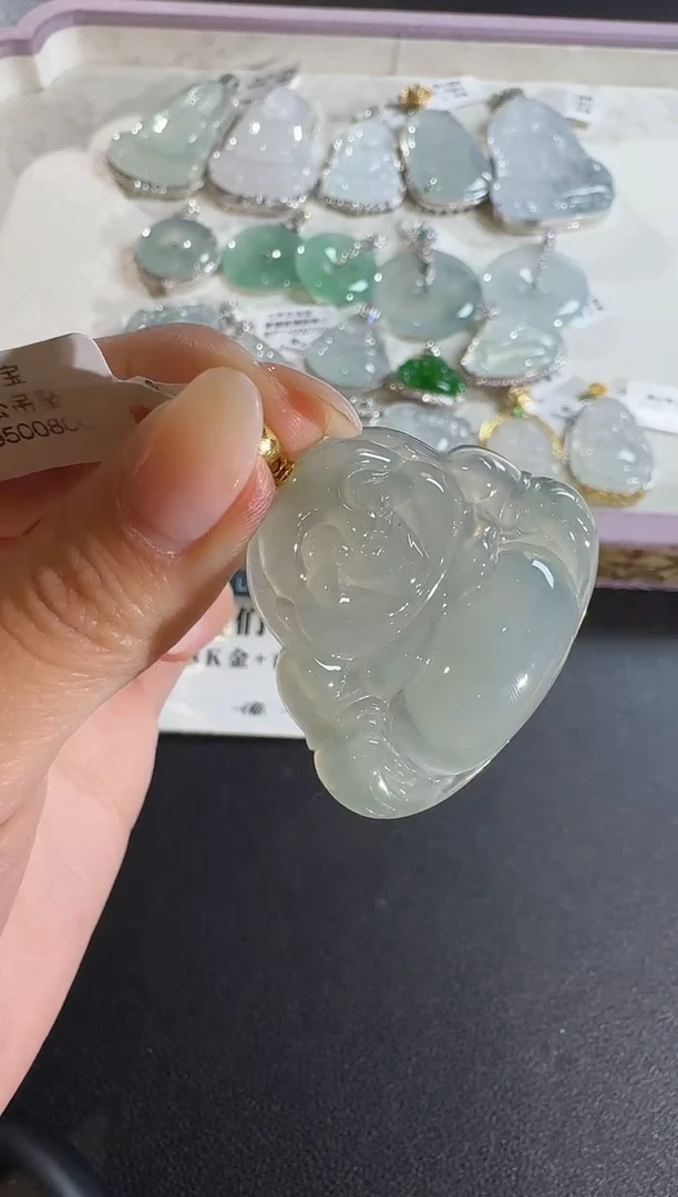 【闪购商品】翡翠吊坠(不含链)18K金镶嵌【源头工厂】佛公