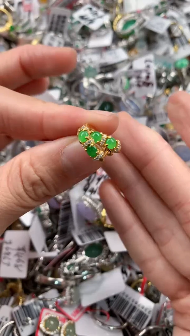 银S925镶嵌戒指翡翠555   7