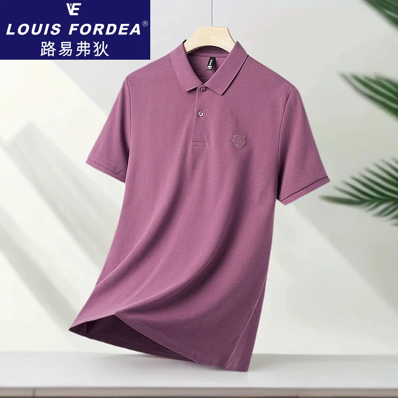 Louis Fordea/路易弗狄男士高级polo流光风男士条纹polo短袖T恤