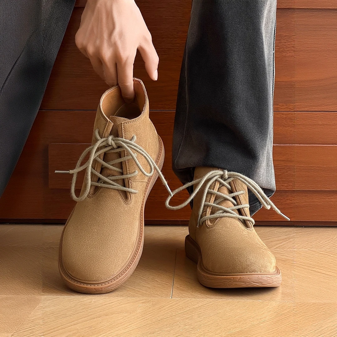 卡汐沐『精选』力荐！男鞋新款英伦复古磨砂马丁靴中帮系带百搭皮靴