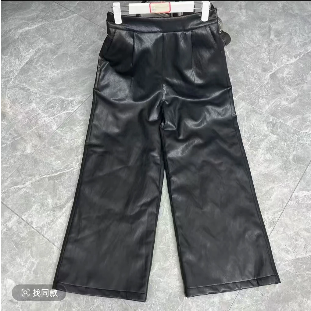 《撤柜》绵羊皮直筒裤女长裤时尚百搭阔腿裤298
