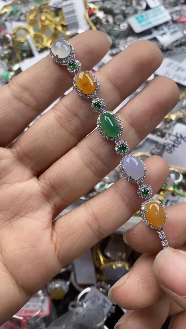 银S925镶嵌戒指翡翠4444----4