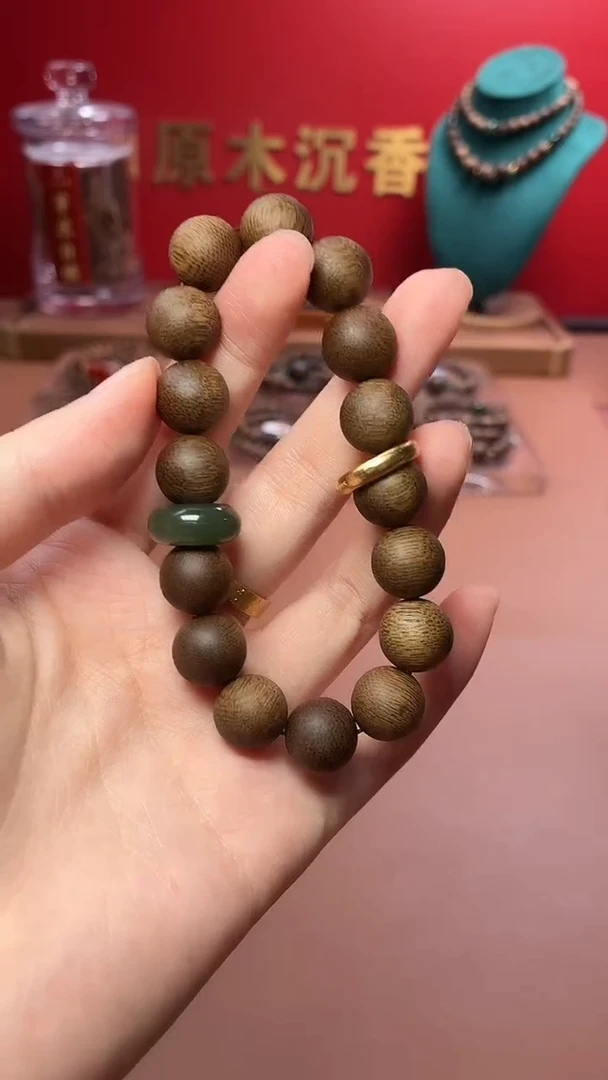 沉香手串沉水越南芽庄雷击白棋12单圈设计