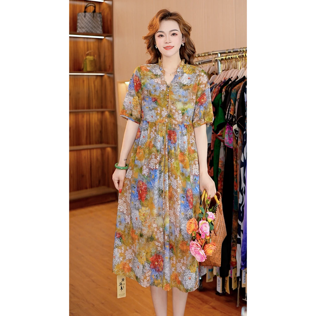 9-2307-29雾里看花新款时尚印花连衣裙