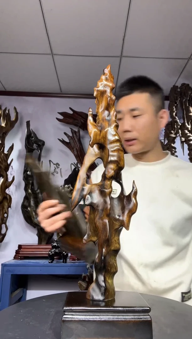 金丝楠木雕款虚***机金丝楠木工艺品摆件