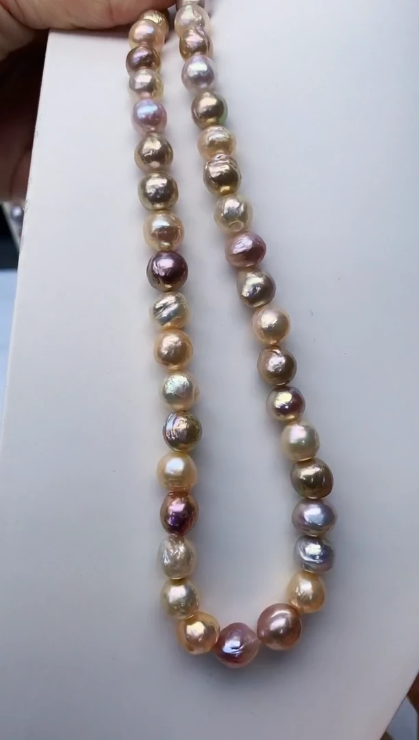 项链银S925镶嵌淡水珍珠Y淡水项链8-11