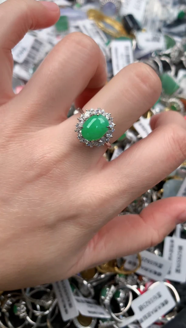 银S925镶嵌戒指翡翠111--2