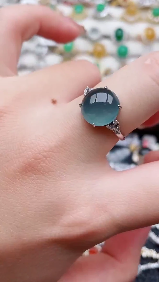 银S925镶嵌戒指翡翠75