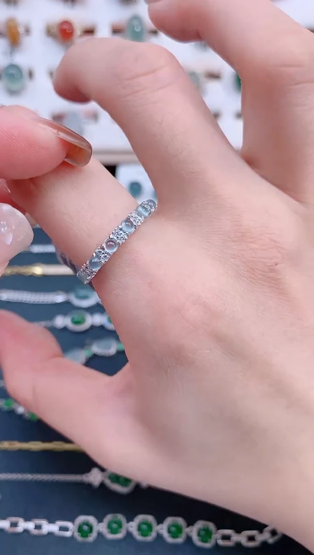 银S925镶嵌戒指翡翠天然翡翠