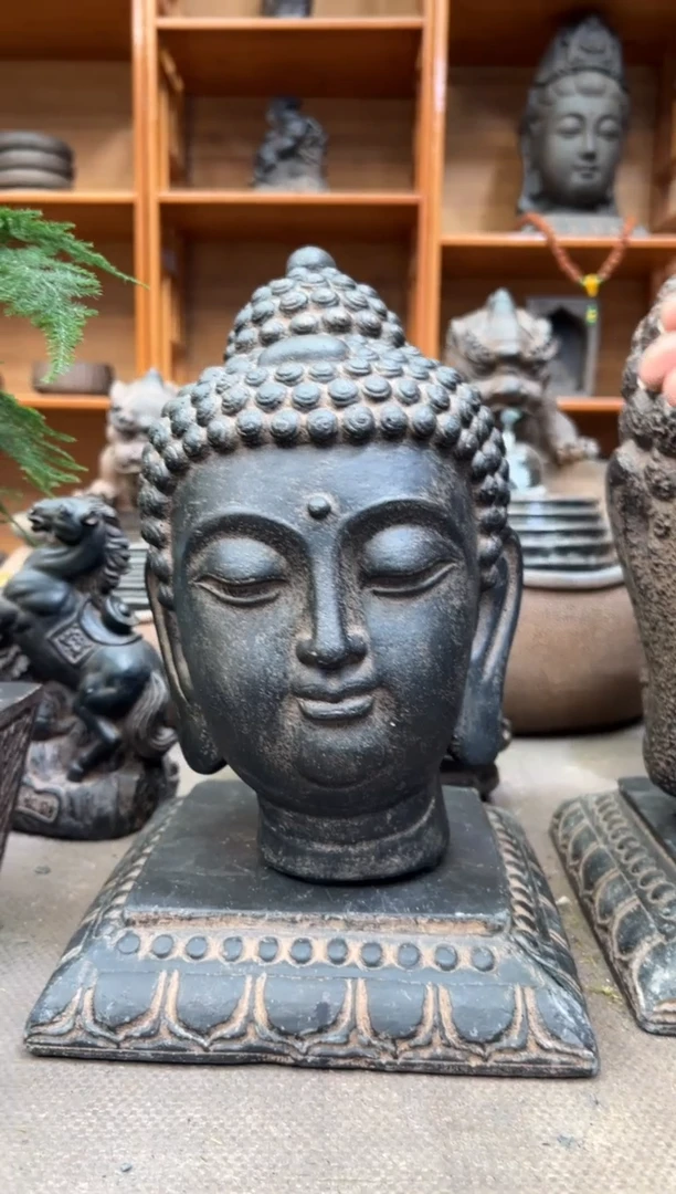 陶土【火山泥】小佛首+莲花底座