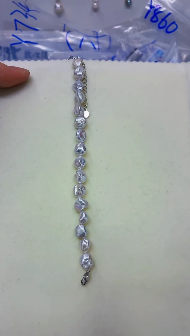 未镶嵌DA淡水珍珠keshi手链 y806