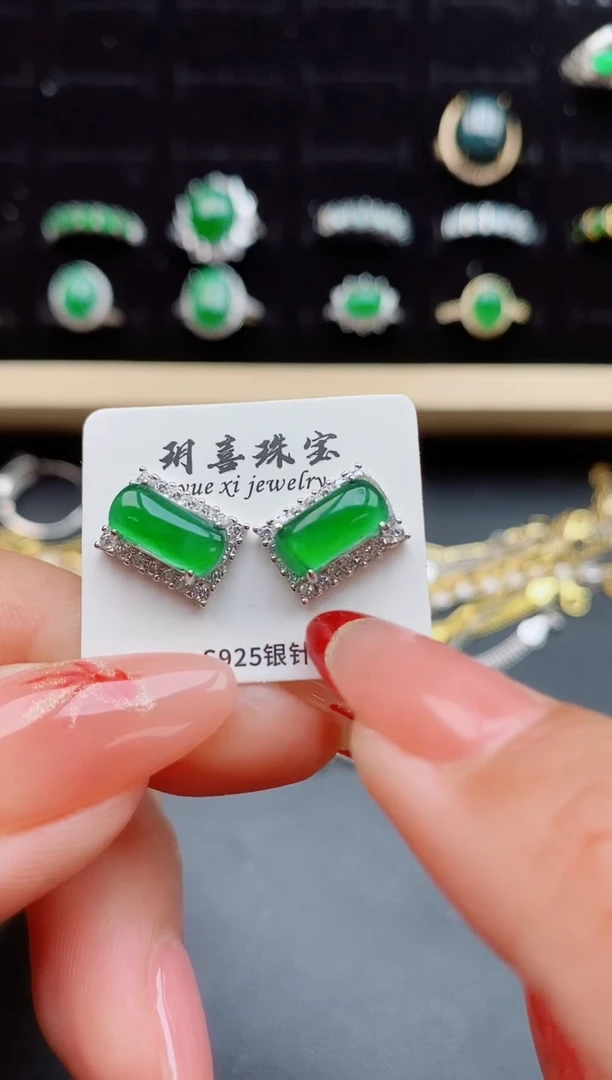 【闪购商品】翡翠耳饰银S925镶嵌312321