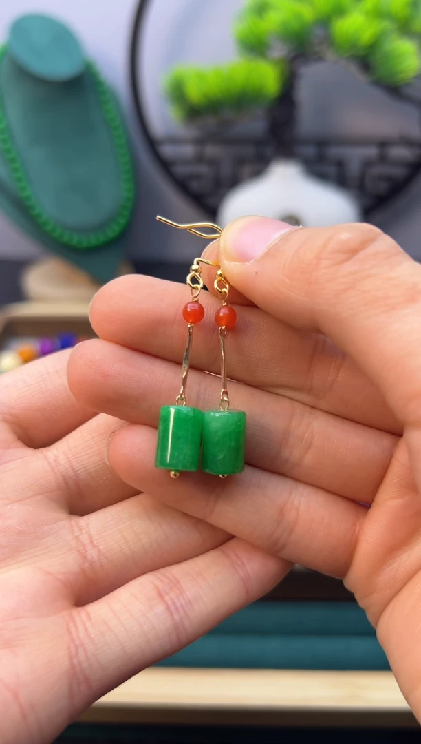 【闪购商品】翡翠耳饰14K金镶嵌E235