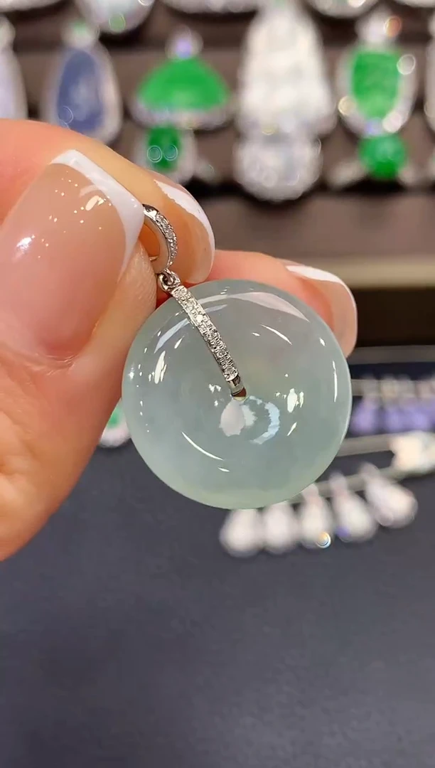 吊坠(不含链)18K金镶嵌翡翠夏日珠宝A18