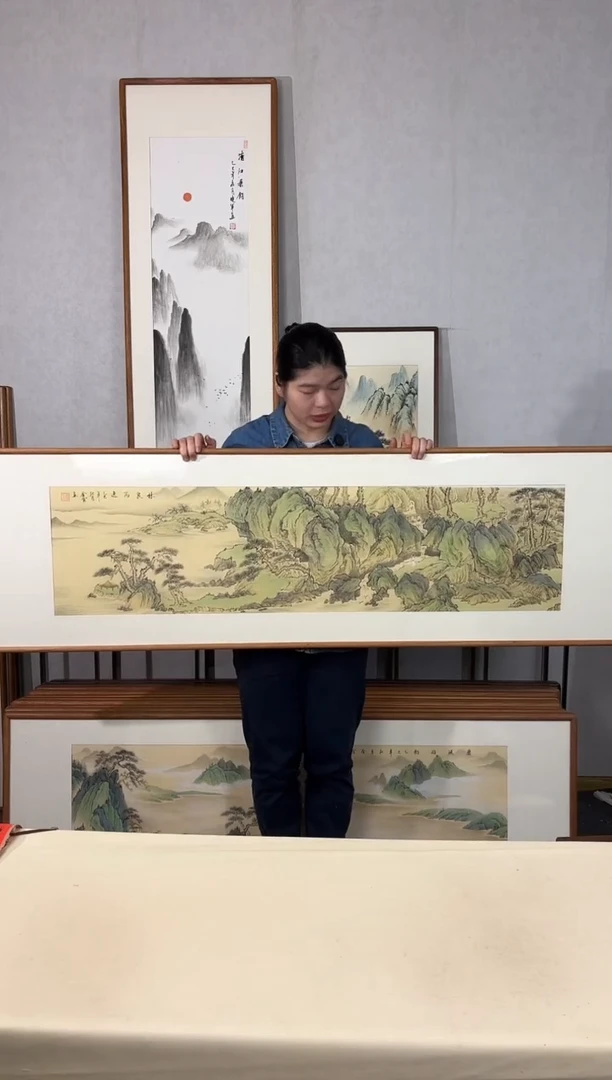 国画手绘*林泉高逸*52*172cm带框发货