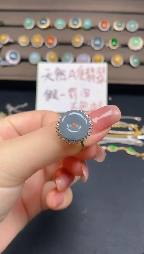 翡翠戒指银S925镶嵌27