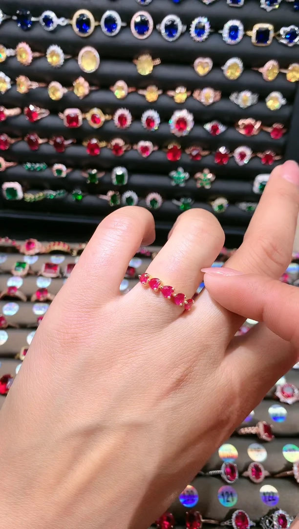 【闪购商品】红宝石戒指银S925镶嵌金