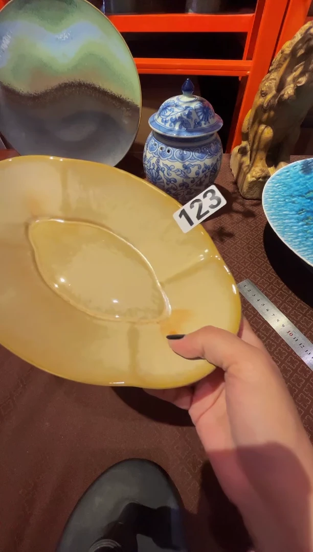 瓷片c****?123黄结晶云朵盘