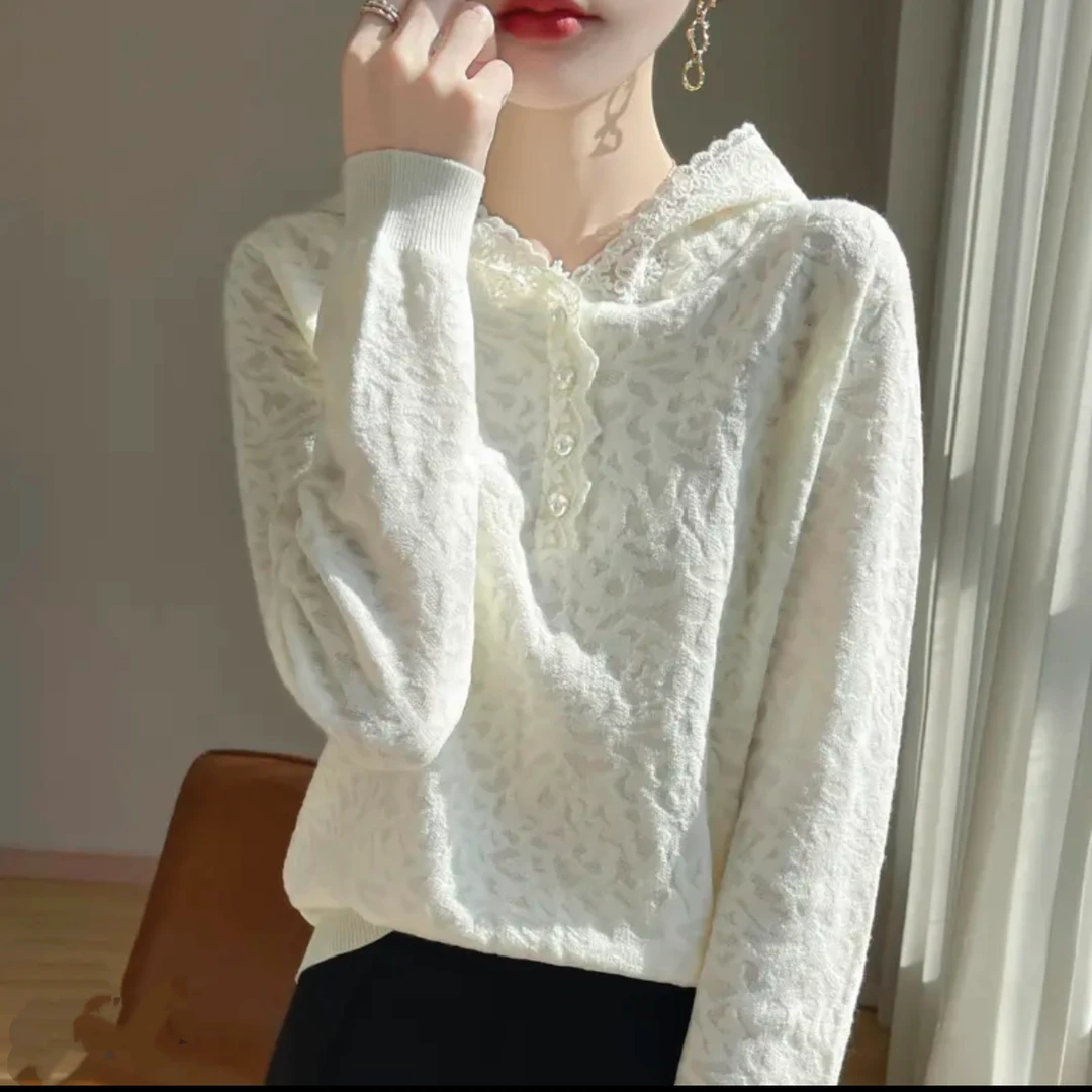 2025春秋季新中式女款时尚洋气设计感针织连帽打底衫外穿上衣F123