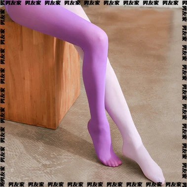 [美少女袜橱]日系不对称拼色女连袜裤 左右腿长袜 AB阴阳天鹅绒