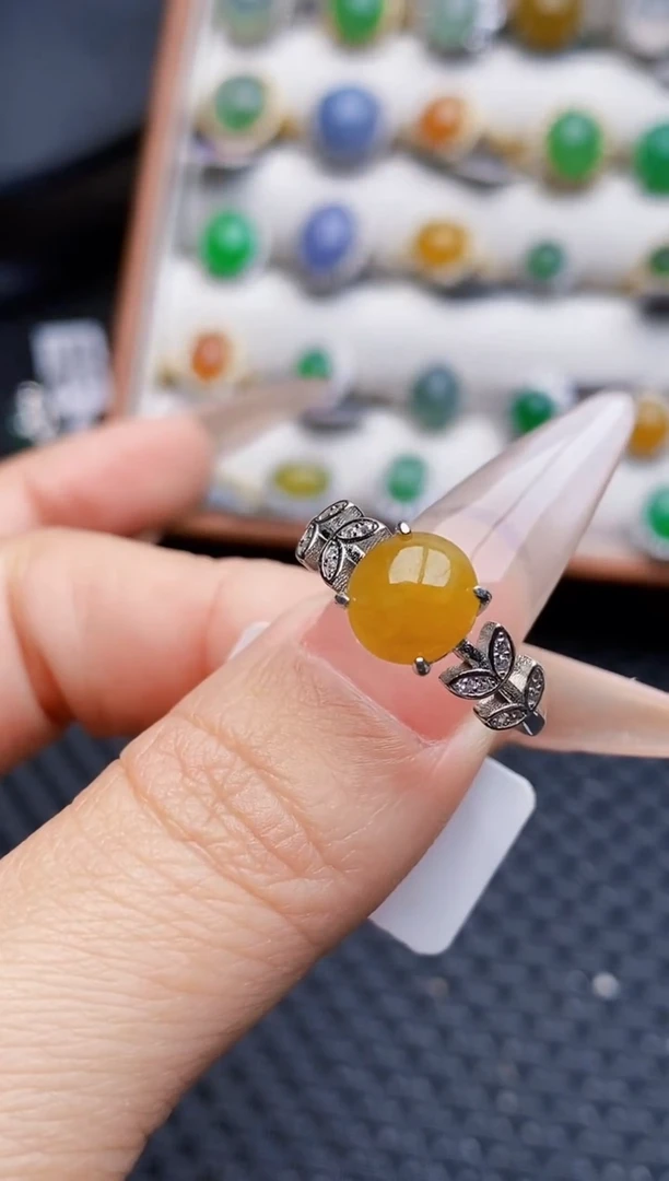 银S925镶嵌戒指翡翠0680