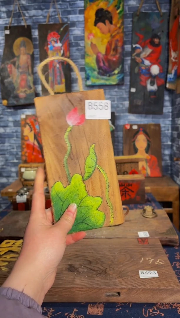 风化老门板丙烯画