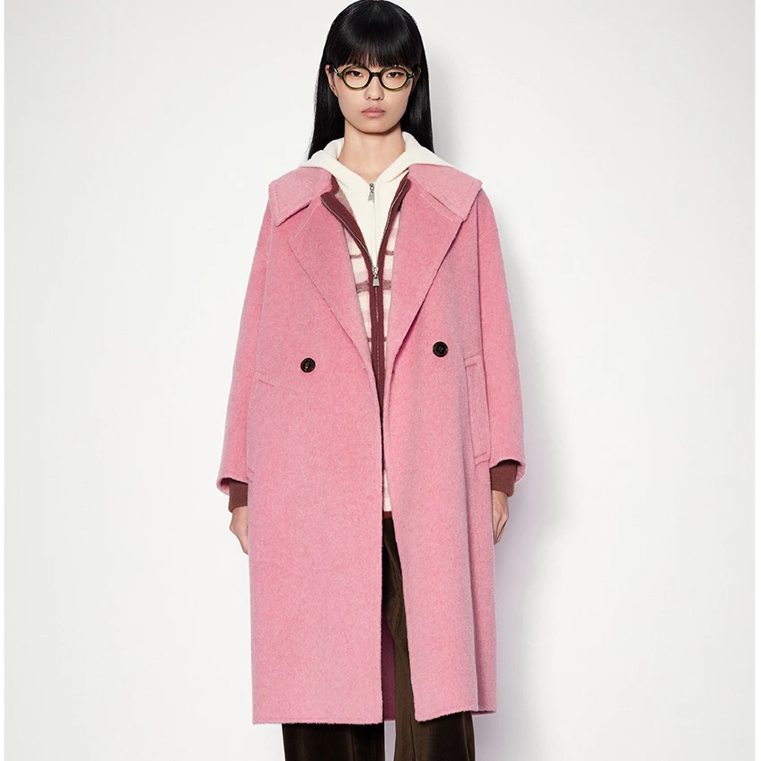 SALT.P可颜新款绵羊毛骆驼绒重磅双面呢大衣AC34580010