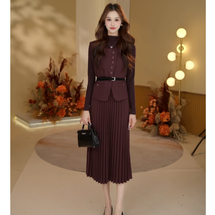 JY安娜蔻KTFD500059秋冬2025新款收腰宽松显瘦针织套装