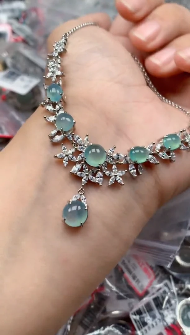 银S925镶嵌戒指翡翠天然A货缅甸翡翠