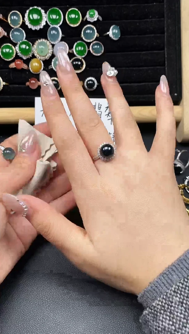 银S925镶嵌戒指翡翠38935