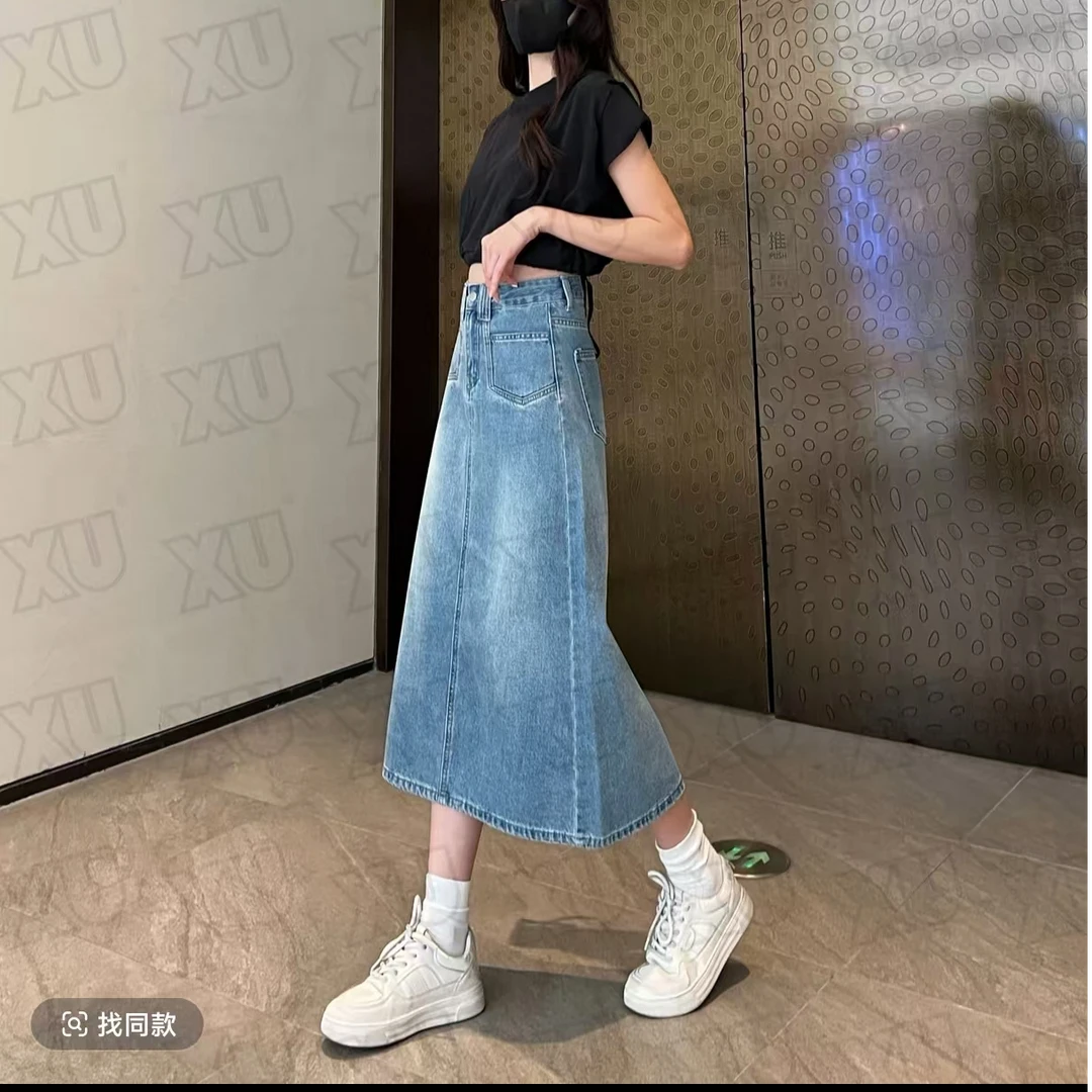 9053夏季高腰百搭牛仔半身裙女时尚显瘦