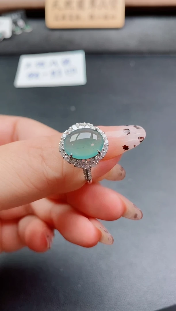 银S925镶嵌戒指翡翠1