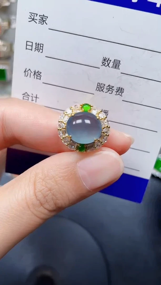 银S925镶嵌戒指翡翠80