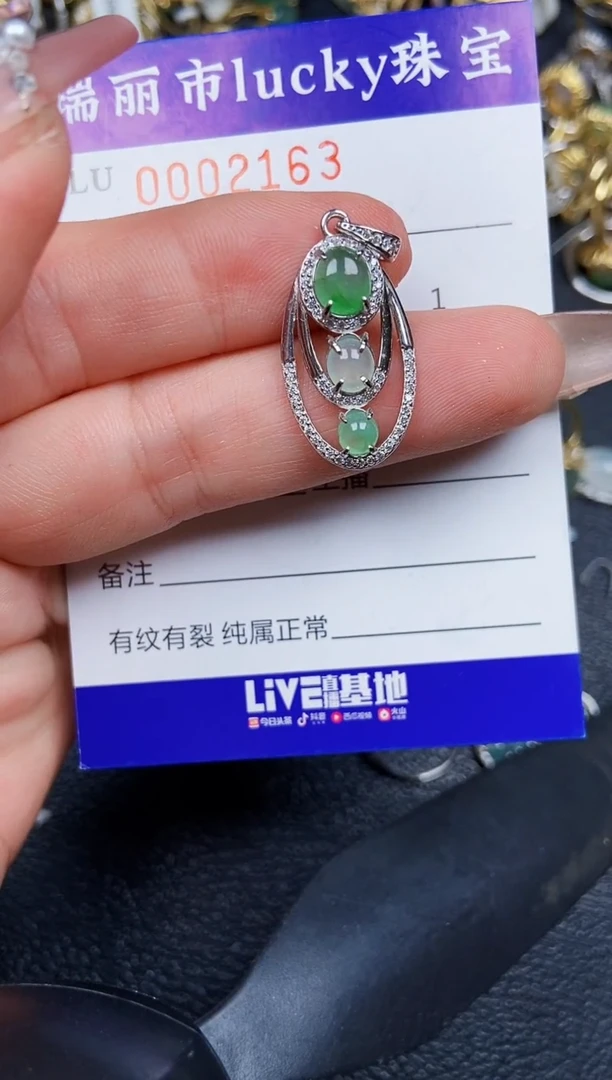 翡翠银S925镶嵌颈饰2136