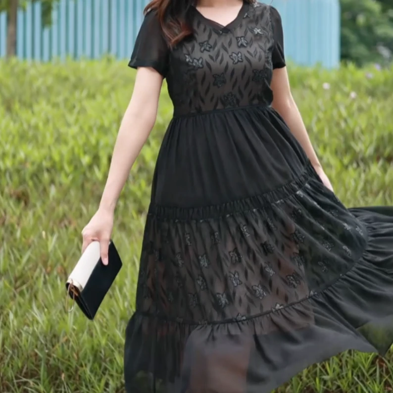 显瘦连衣裙台湾装妈妈装#YB00716H-03时尚气质优雅轻奢夏季连衣裙