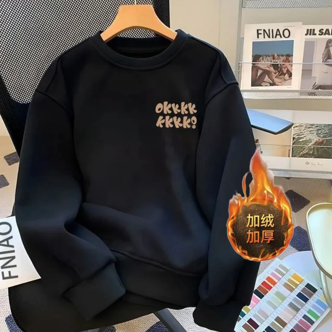 雅鹿男装时尚长袖男女同款潮流休闲百搭圆领秋冬运动宽松情侣卫衣