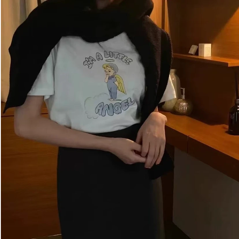 韩国angel天使短袖T恤印花卡通百搭