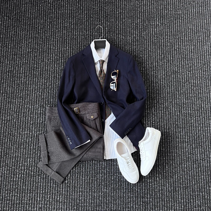 CssuGent冬季超细羊毛混纺西服男时尚痞帅高级感新贵老钱西装潮流