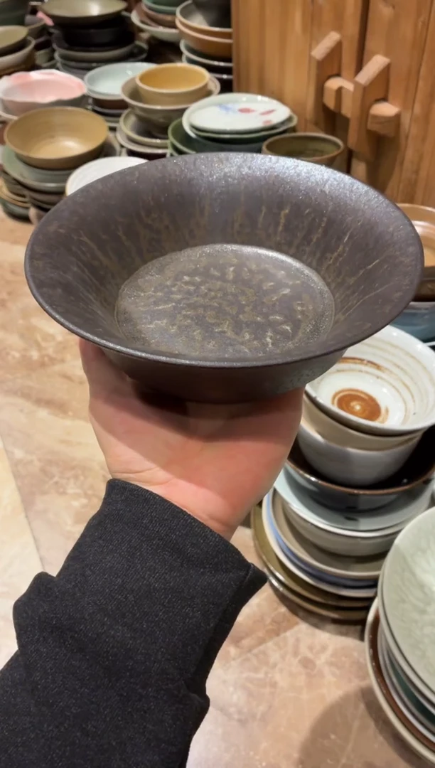 瓷片8寸黑金竹节反边盘（福利款）