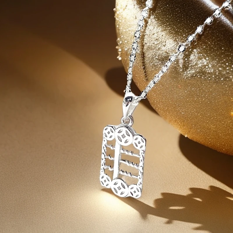 坠链均足银 菠萝链项链算盘吊坠轻奢银饰礼物牌子国风穿搭节日女