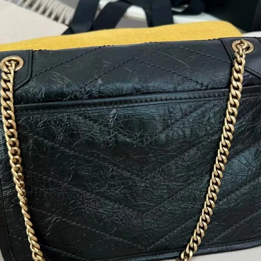 【NIKI一样的包包小香风时尚女士黑色经典流浪翻盖单肩菱格肩包