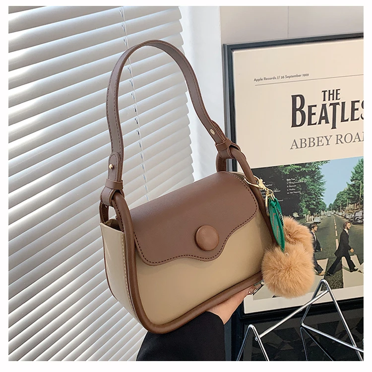 撞色女包单肩包松弛包洋气韩版百搭ins小包包休闲