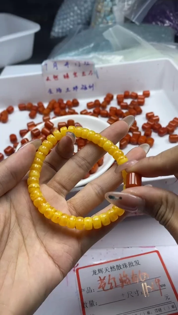 未镶嵌颈饰蜜蜡w2445二代老红蜡管珠11*9,mm*15