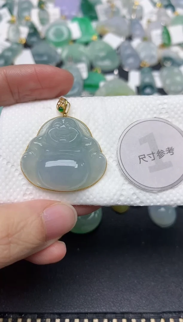 颈饰18K金镶嵌翡翠天然缅甸A货翡翠