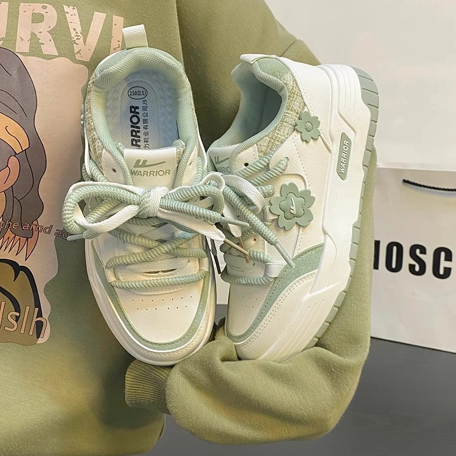 回力苹果绿鞋子女款春季2025新款百搭爆款小白鞋小众学生小花板鞋